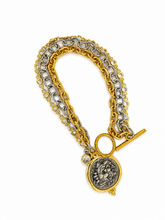 Load image into Gallery viewer, Coin Triple Bracelet Greek Horse Coin