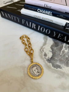 Gold Roman Medallion Bracelet- Bold Statement Chain