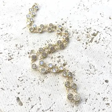 Gold Bezel Crystal Necklace - Dainty & Layerable