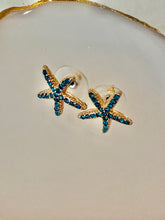 Load image into Gallery viewer, Crystal Blue Starfish Earrings