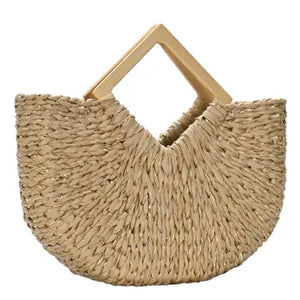 Camel Woven Straw Tote