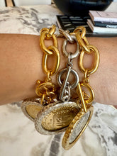 Cargar imagen en el visor de la galería, Gold Roman Medallion Bracelet- Bold Statement Chain
