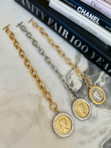 Gold Roman Medallion Bracelet- Bold Statement Chain
