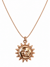 Cargar imagen en el visor de la galería, Celestial Sun &amp; Moon Medallion Necklace – Gold Statement Pendant