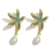 Load image into Gallery viewer, Sea Blue Starfish Earrings