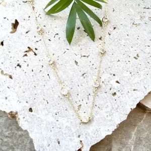 Dainty Gold Bezel Crystal Necklace