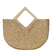 Load image into Gallery viewer, Camel Woven Straw Tote
