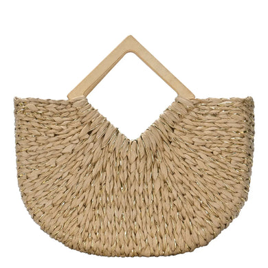 Camel Woven Straw Tote
