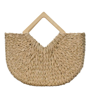 Camel Woven Straw Tote