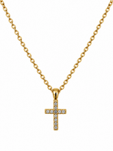 Load image into Gallery viewer, Gold Cross Necklace Micro Pave CZ Necklace