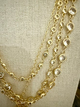 Load image into Gallery viewer, Gold Crystal Bezel Necklace – Elegant Chain with Round Stones