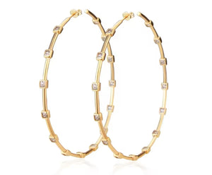 Stainless Steel Large Gold Hoops with CZ