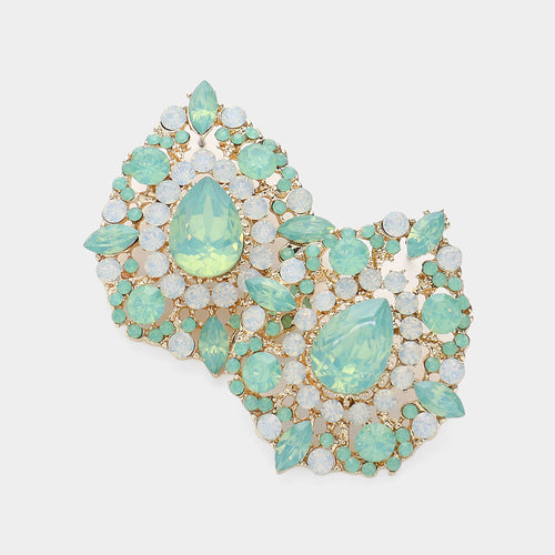 Crystal Teardrop Aqua Evening Earrings