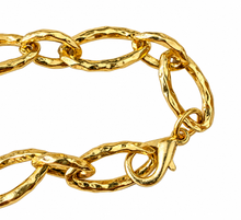 Load image into Gallery viewer, Golden Hammered Link Chain Necklace
