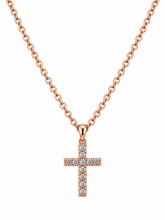 Cargar imagen en el visor de la galería, Rose Gold Cross Necklace Micro Pave CZ Necklace