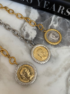 Gold Roman Medallion Bracelet- Bold Statement Chain