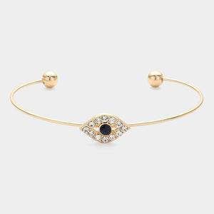 Gold Montana Blue Stone Evil Eye Cuff Bracelet