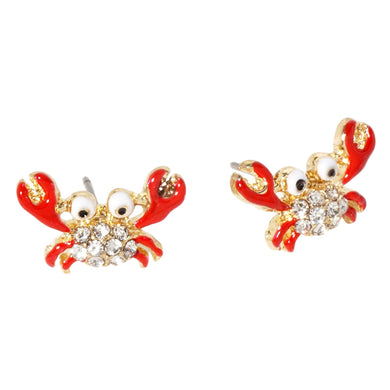 Crab Crystal Accented Stud Earrings