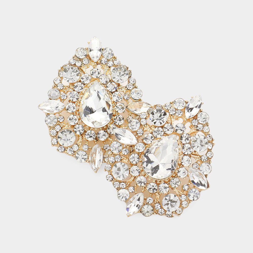 Crystal Teardrop Accented Evening Earrings