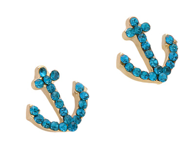  blue rhinestone anchor earrings set 
