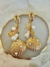 Load image into Gallery viewer, Gilded Ocean Statement Shell Earrings