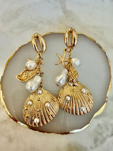 Gilded Ocean Statement Shell Earrings