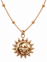 Cargar imagen en el visor de la galería, Celestial Sun &amp; Moon Medallion with Ball Chain Necklace