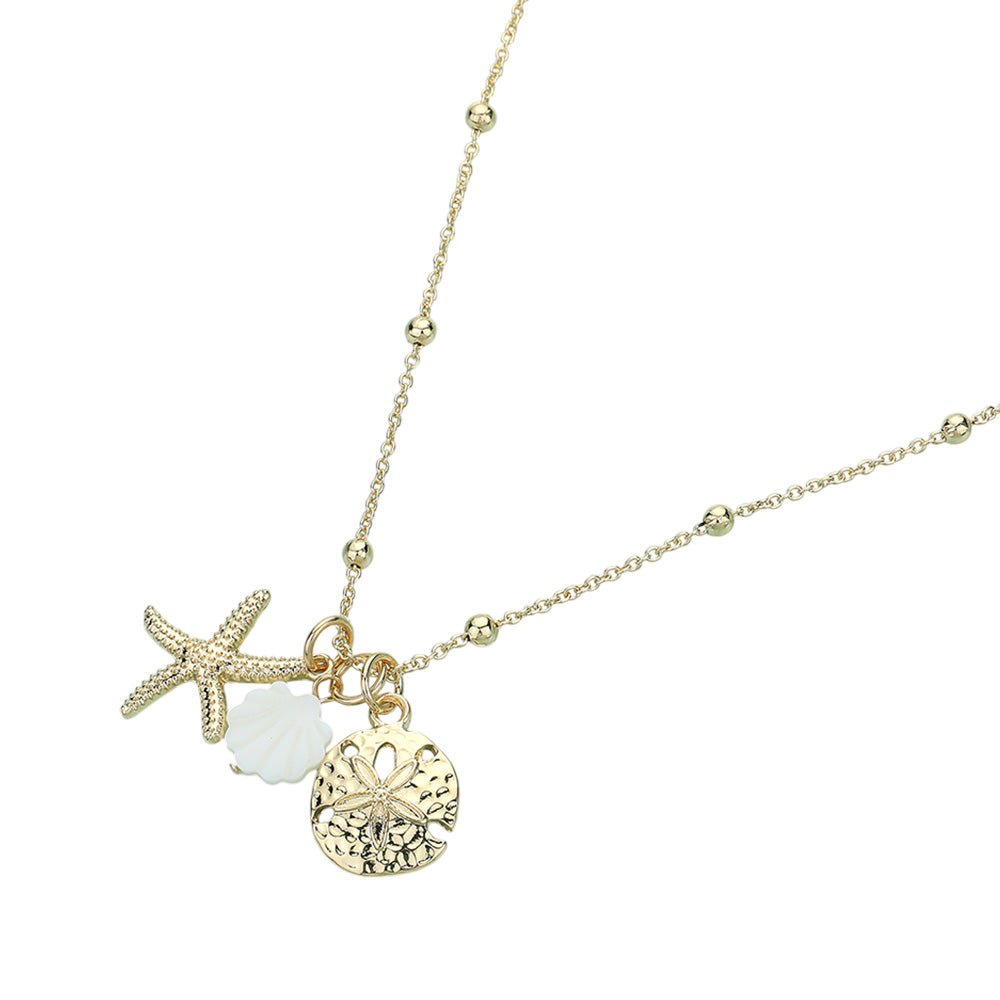 Starfish Pearl Sand Dollar Pendant Necklace