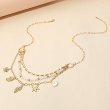 Load image into Gallery viewer, Metal Conch Swirl Shell Turtle Charm Pearl Beaded Multi Layered Necklace