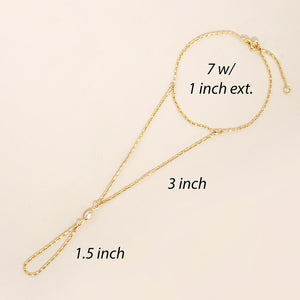 Gold Dipped Marquise CZ Stone Bezel Chain Hand Chain Bracelet