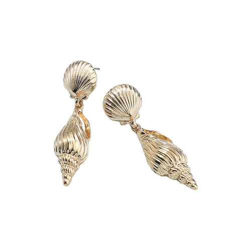 Gold Shell Dangle Earrings