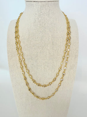 Two-layer gold crystal chain necklace 