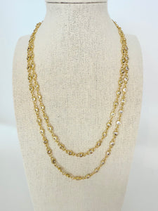 Two-layer gold crystal chain necklace 