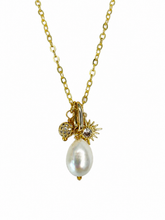 Load image into Gallery viewer, Fresh Water Pearl, Sun, Micro Pave Necklace