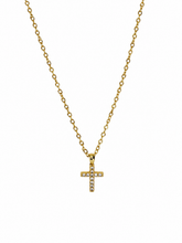 Cargar imagen en el visor de la galería, Gold Cross Necklace Micro Pave CZ Necklace
