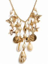 Load image into Gallery viewer, Gold Charm Necklace with Seashell Charms