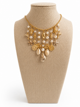 Load image into Gallery viewer, Gold Charm Necklace with Seashell Charms