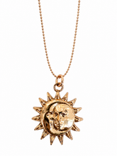 Cargar imagen en el visor de la galería, Celestial Sun &amp; Moon Medallion Necklace – Gold Statement Pendant