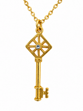 Load image into Gallery viewer, Golden Key Crystal Pendant Necklace