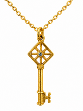 Load image into Gallery viewer, Golden Key Crystal Pendant Necklace