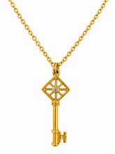 Load image into Gallery viewer, Golden Key Crystal Pendant Necklace