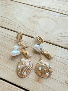 Gilded Ocean Statement Shell Earrings