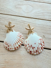 Load image into Gallery viewer, Natural Shell &amp; Starfish Statement Earrings