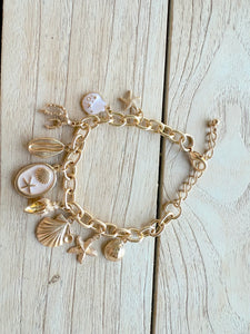 Starfish Shell Sea Life Coral Charm Station Bracelet
