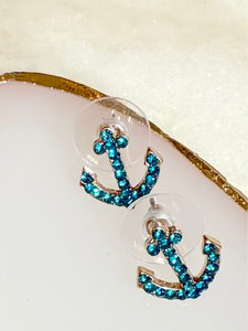 Blue Anchor Studs Earrings