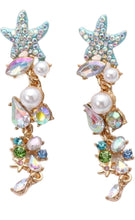 Load image into Gallery viewer, Summer Starfish Rhinestone Pearl Gold Earrings