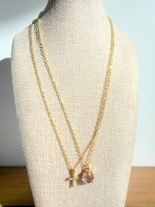 Pink Crystal Necklace Dainty Jewelry Crystal Gold Necklace