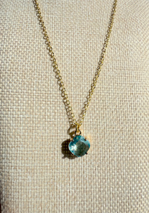 Aquamarine Crystal Necklace Dainty Jewelry Crystal Gold