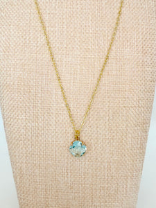 Aquamarine Crystal Necklace Dainty Jewelry Crystal Gold