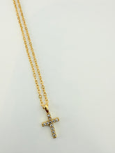 Cargar imagen en el visor de la galería, Gold Cross Necklace | Micro Pave Dainty CZ Pendant